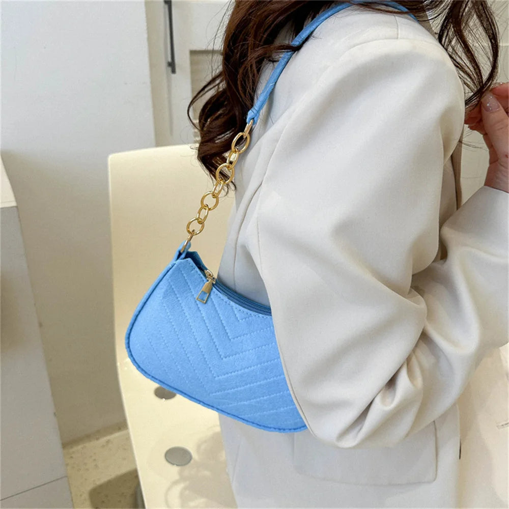 Chic Hot Pink Quilted Underarm Shoulder Bag with Gold Chain Strap