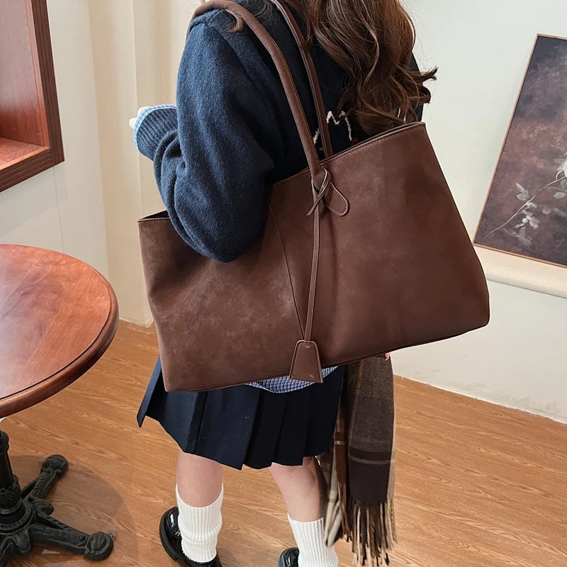 Premium Large Capacity Suede Tote Bag for Women | Elegant Shoulder Handbag & Commuter Bag