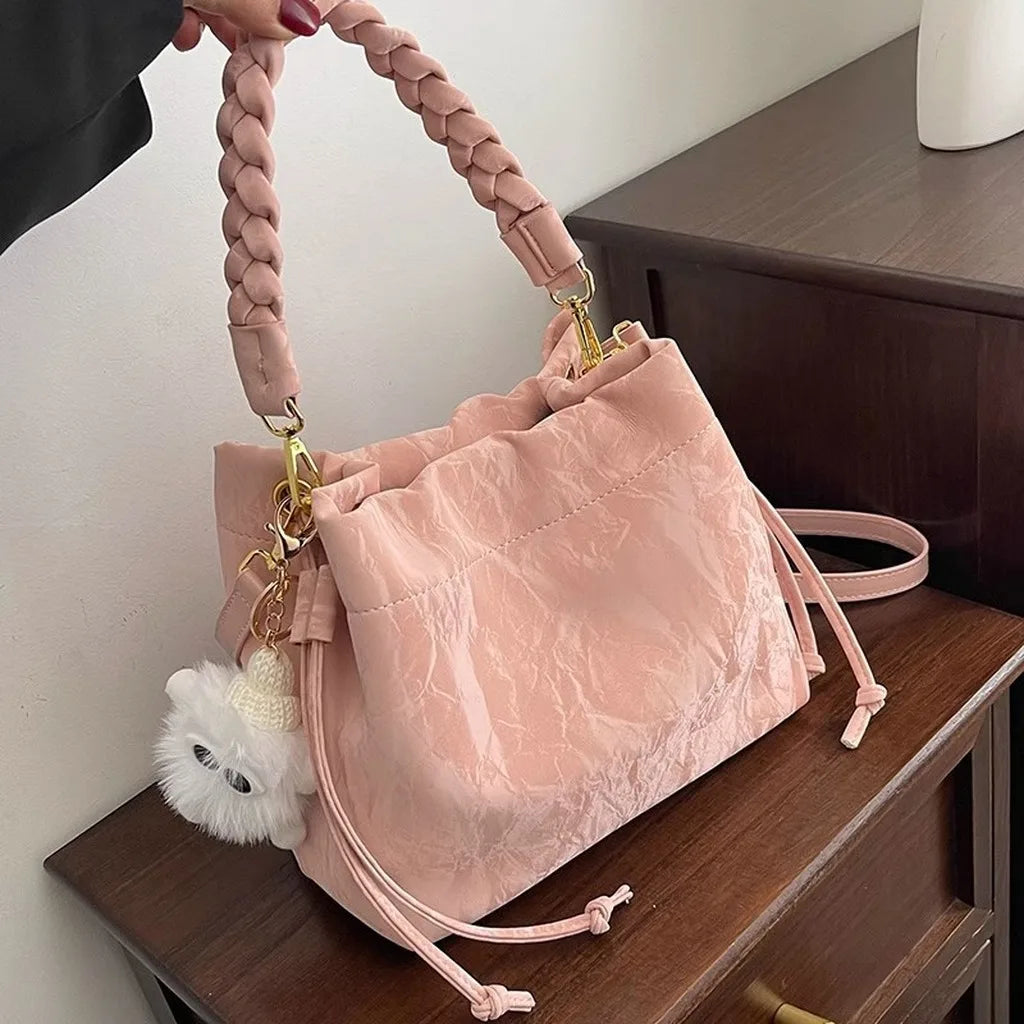 Kawaii Pink Drawstring Shoulder Bag & Crossbody