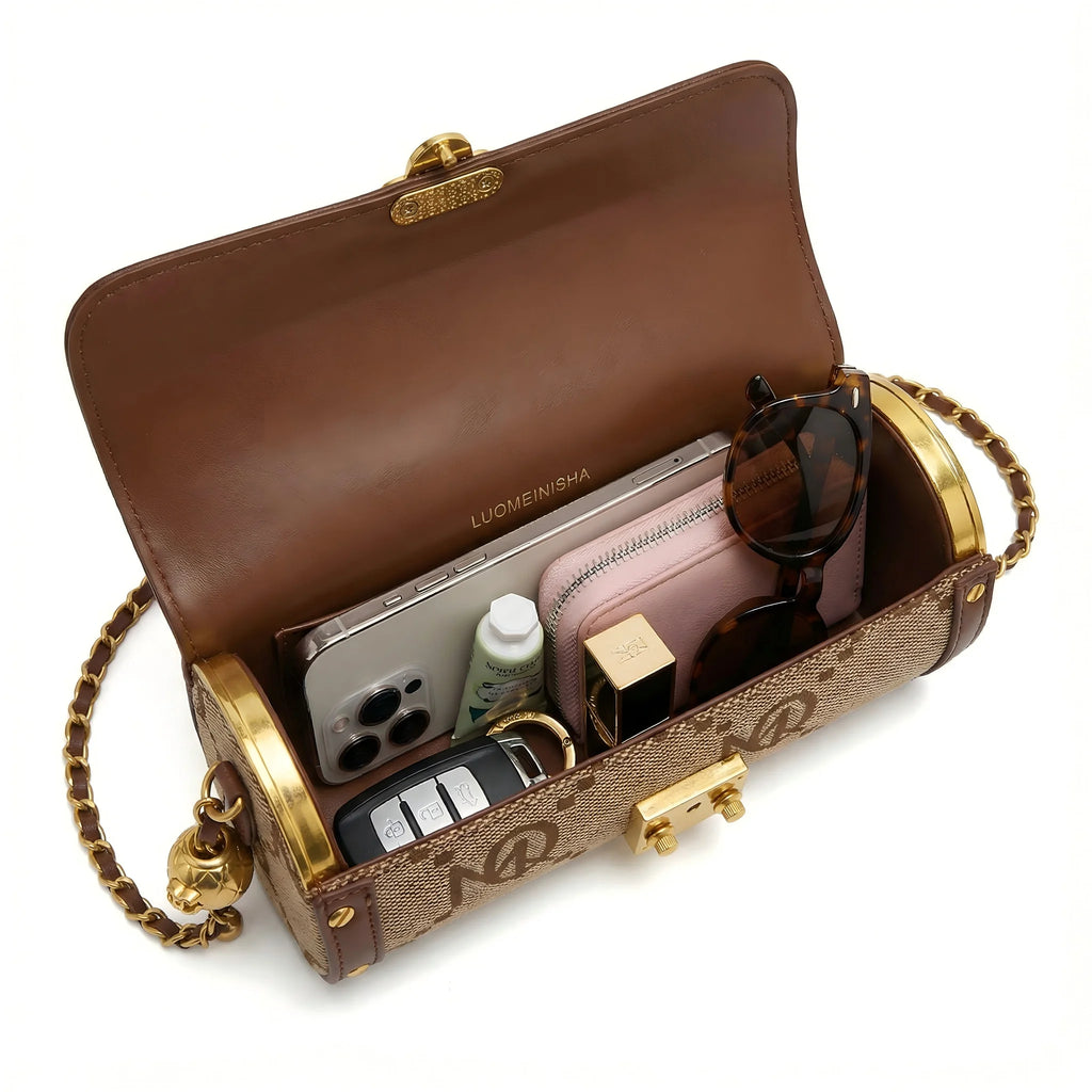 Elegant Designer-Style Structured Shoulder and Crossbody Bag with Turn-Lock