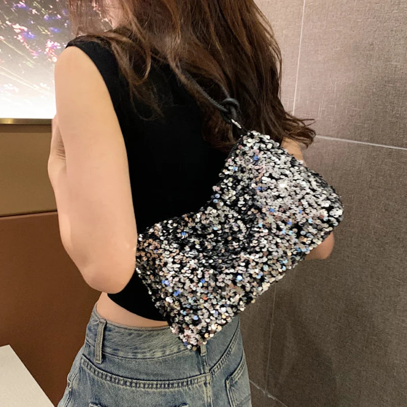 Shiny Full Sequin Mini Handbag – Elegant Party Wear Shoulder Purse for Women