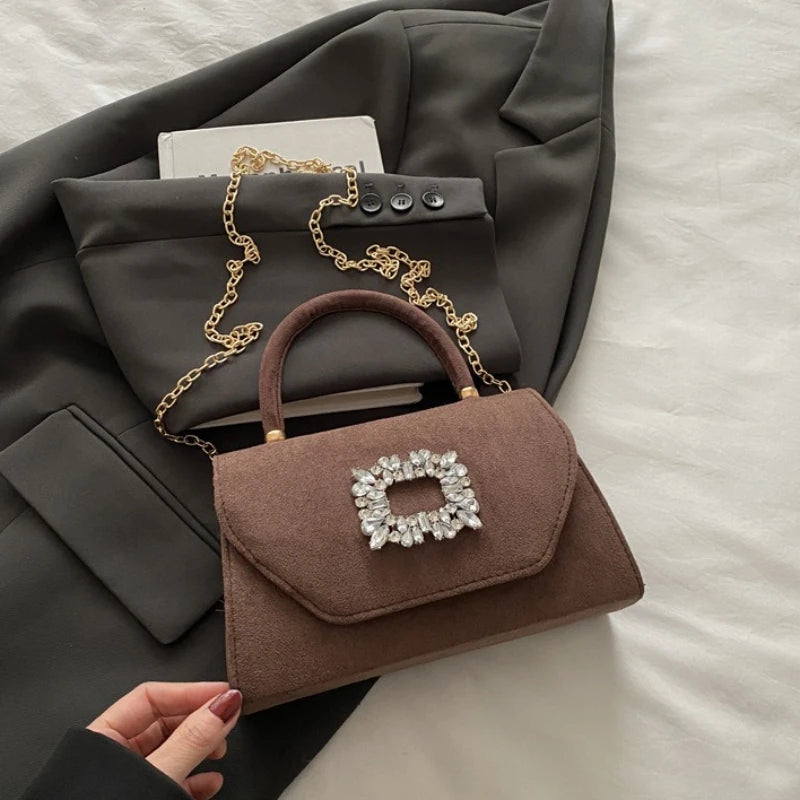 Glamorous Crystal Buckle Pink Mini Handbag