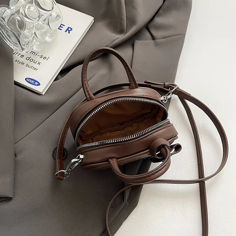 Cute Letter-Embossed Mini Oval Crossbody Bag for Women | Trendy PU Leather Top Handle Shoulder Purse