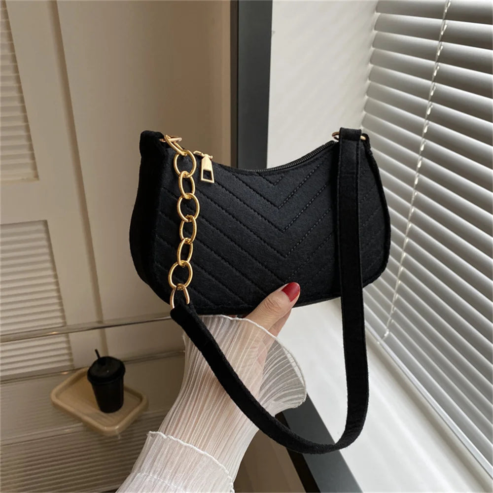 Chic Hot Pink Quilted Underarm Shoulder Bag with Gold Chain Strap