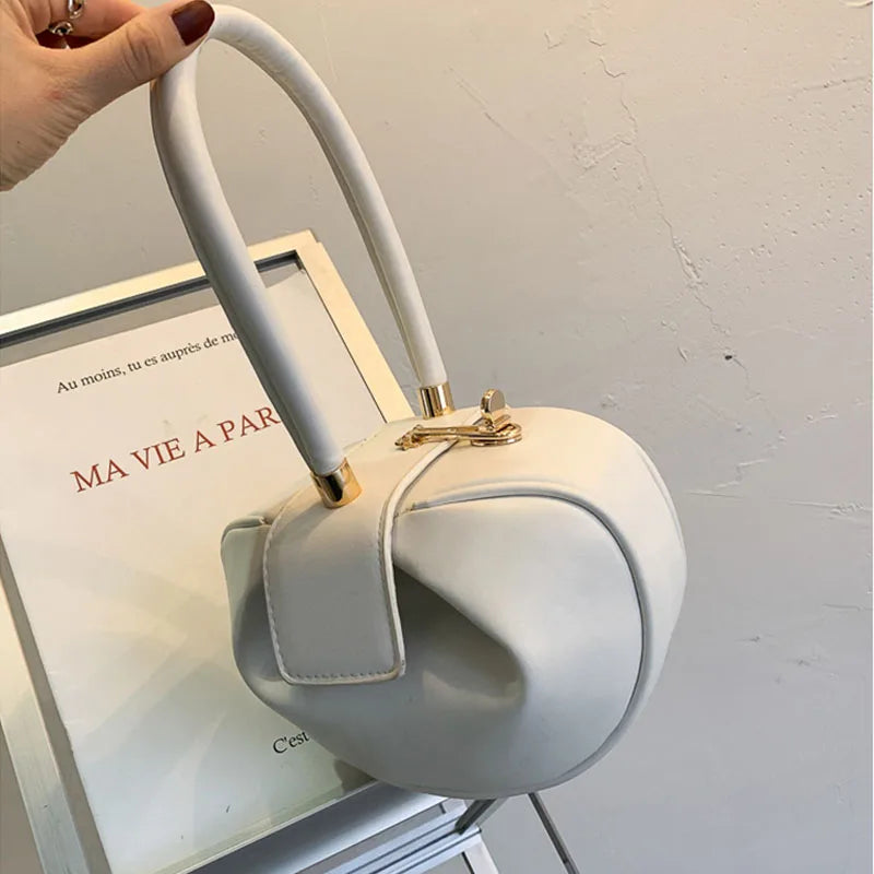 Elegant Aesthetic White Top Handle Small Bag