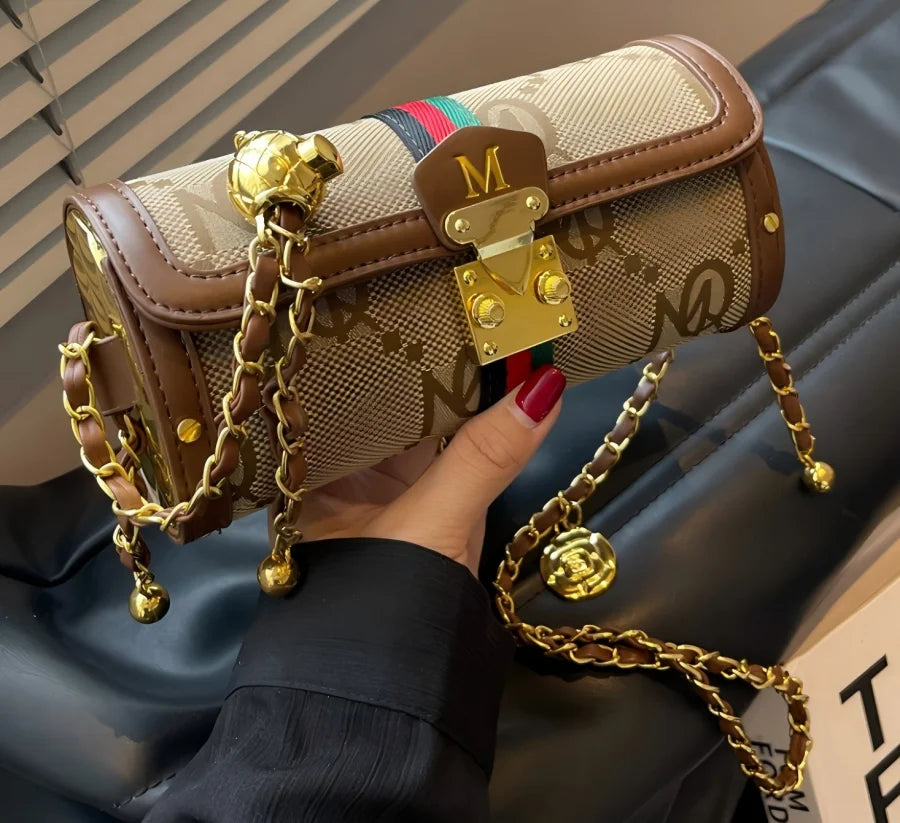 Elegant Designer-Style Structured Shoulder and Crossbody Bag with Turn-Lock