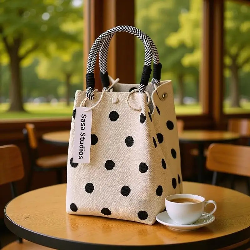 Cute Floral Knit Mini Handbag | Aesthetic Woven Top-Handle Tote Bag