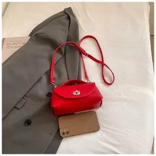 Chic Mini Red Leather Crossbody Bag for Women – Modern Flap Shoulder Bag with Top Handle