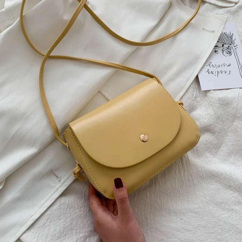 Classic Yellow Minimalist Flap Crossbody & Shoulder Bag