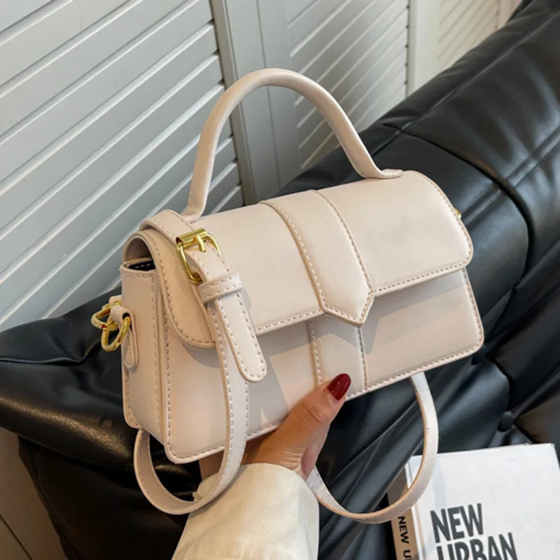 Minimalist Top-Handle Flap Handbag & Crossbody Bag - Elegant Daily Shoulder Bag
