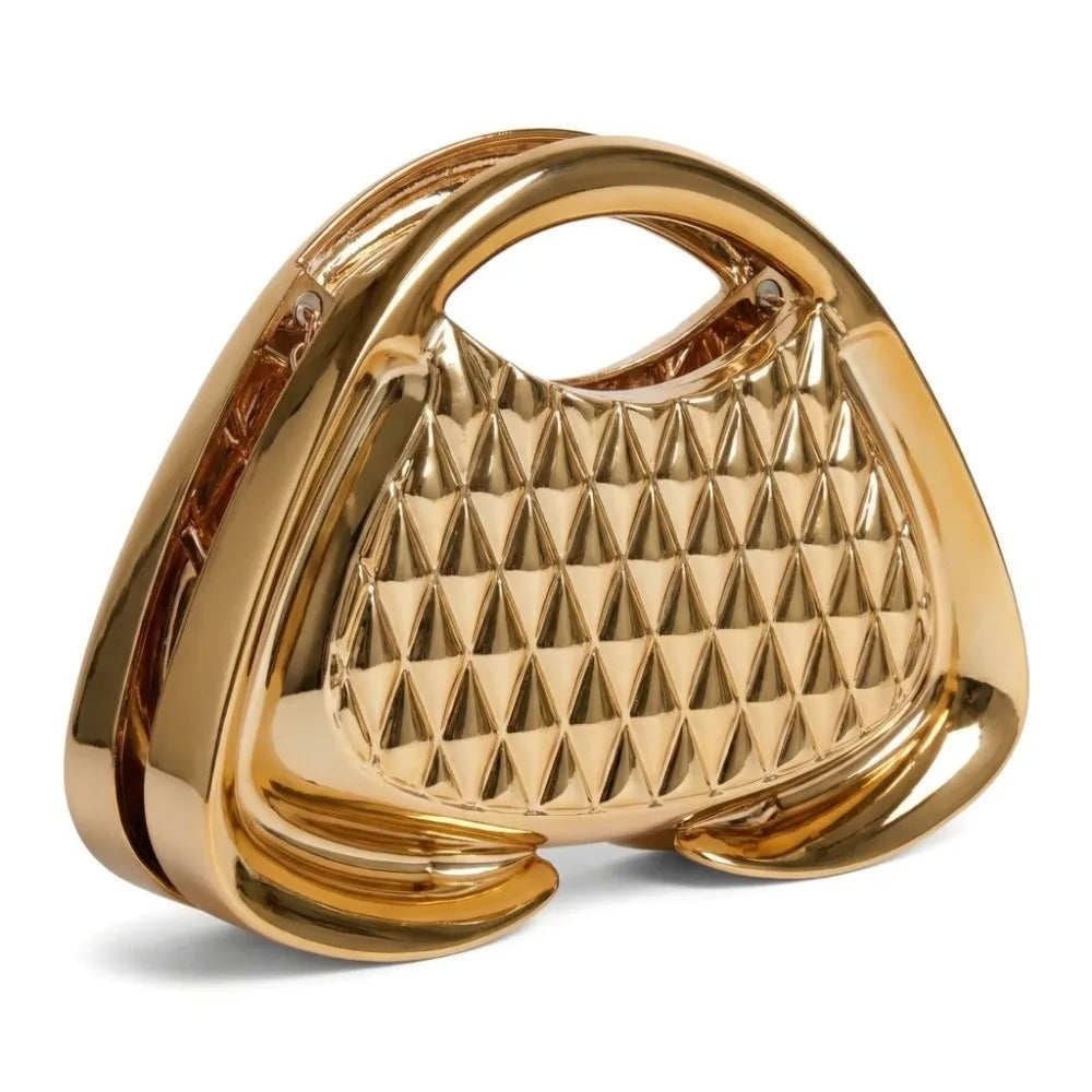 Glamorous Metallic Gold Statement Evening Clutch & Handbag