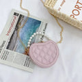 Cute Quilted Heart-Shaped Mini Handbag with Pearl Handle