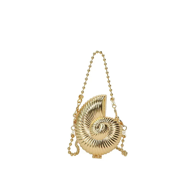 Statement Nautilus Shell Hard-Case Evening Bag