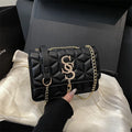 Luxury Quilted Geometric Flap Shoulder Bag with Gold Letter Monogram & Chain Strap