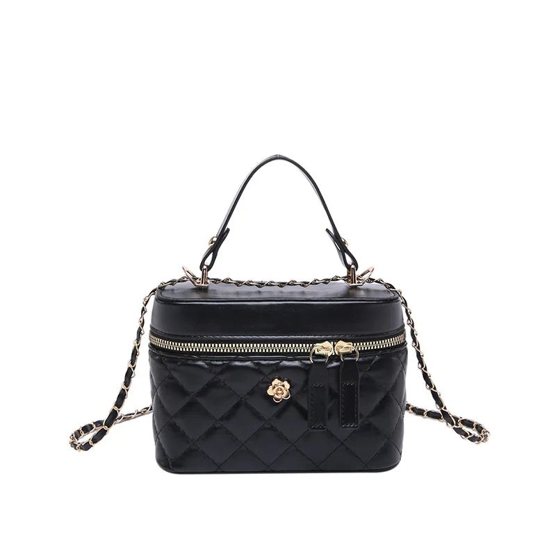 Luxury Quilted Vanity Crossbody Bag – Elegant Chain Strap Top-Handle Shoulder Bag
