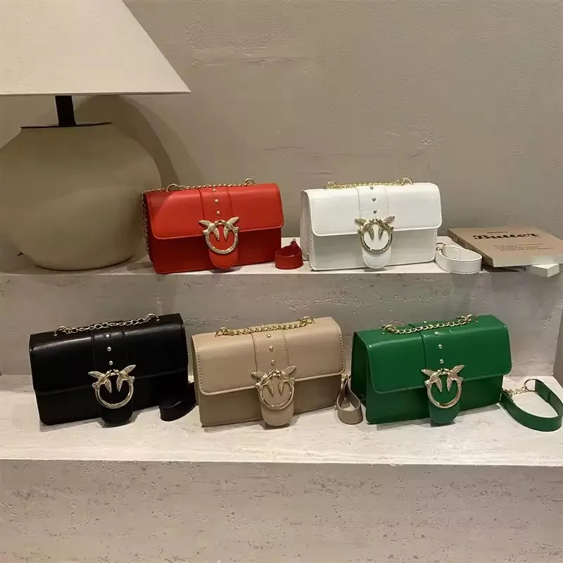 Elegant Bird Lock Chain Strap Shoulder Bag & Crossbody Bag