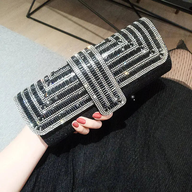Dazzling Rhinestone Embellished Evening Clutch & Party Purse