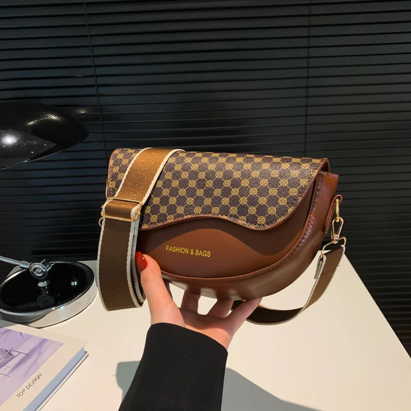 Chic Leopard Print Flap Saddle Crossbody Bag