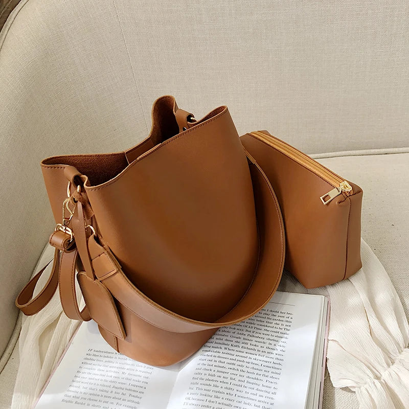 Premium Minimalist Large Capacity Tote Purse with Detachable Pouch for Work, Travel, and Everyday Sophisticated Styling