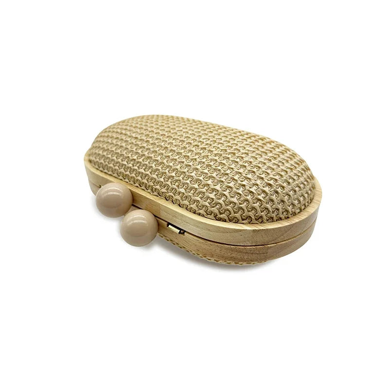 Aura Bags Aesthetic Straw Knitted Frame Clutch and Evening Party Purse