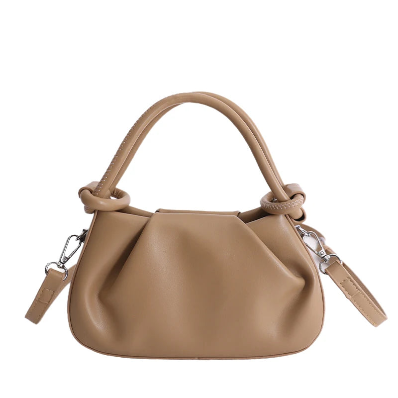 Chic Pleated Mini Red Handbag for Women | Stylish PU Leather Top Handle & Underarm Shoulder Purse