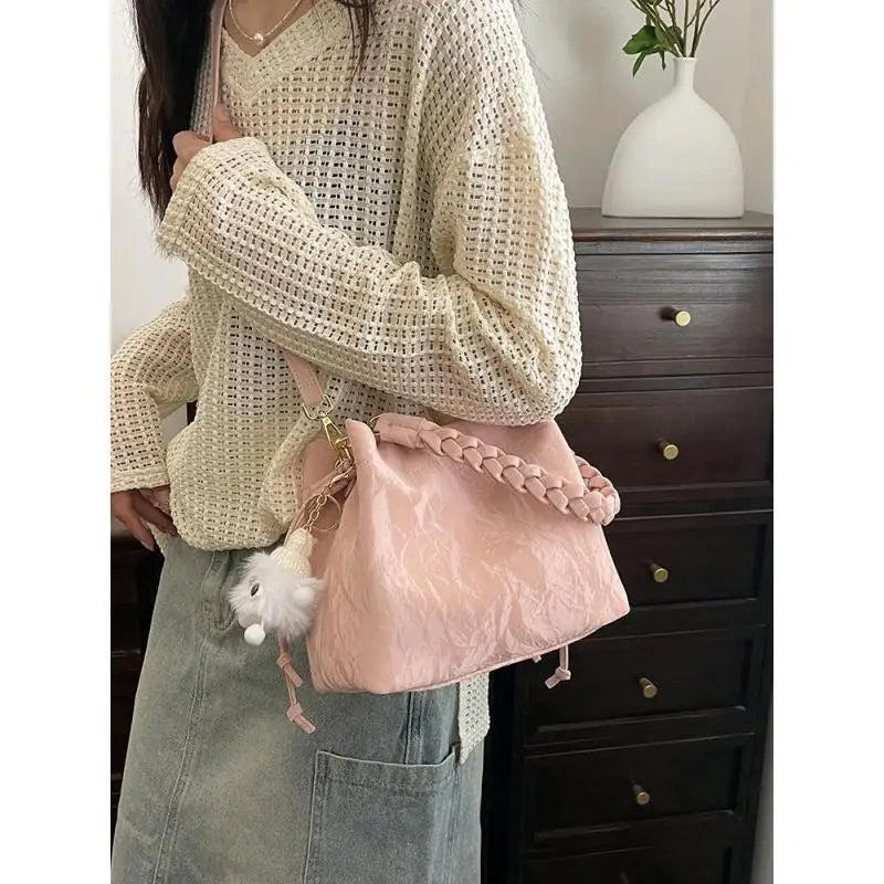 Kawaii Pink Drawstring Shoulder Bag & Crossbody