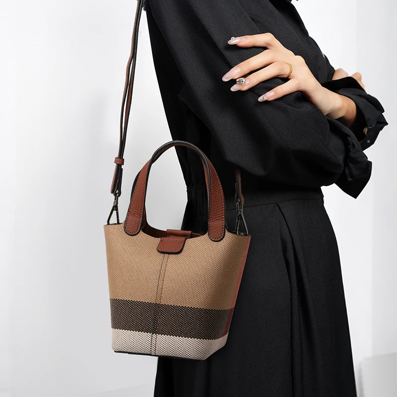 Vintage Plaid Canvas Handbag