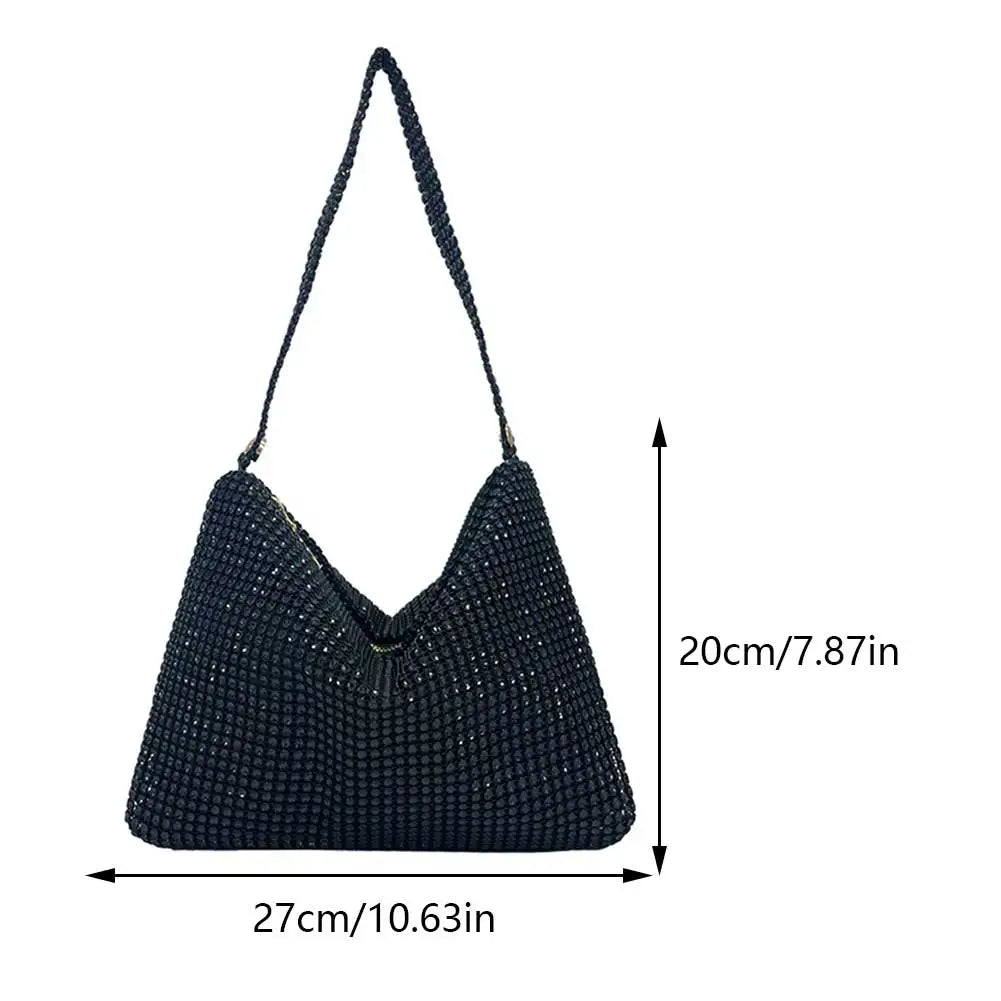 Glamorous Sparkling Rhinestone Shoulder Bag with Crystal Mesh Design