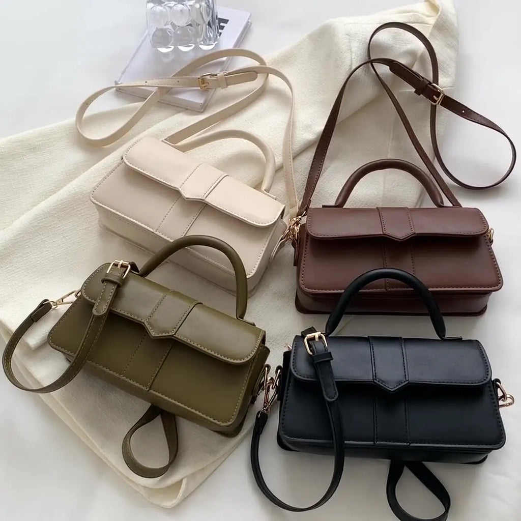 Minimalist Top-Handle Flap Handbag & Crossbody Bag - Elegant Daily Shoulder Bag