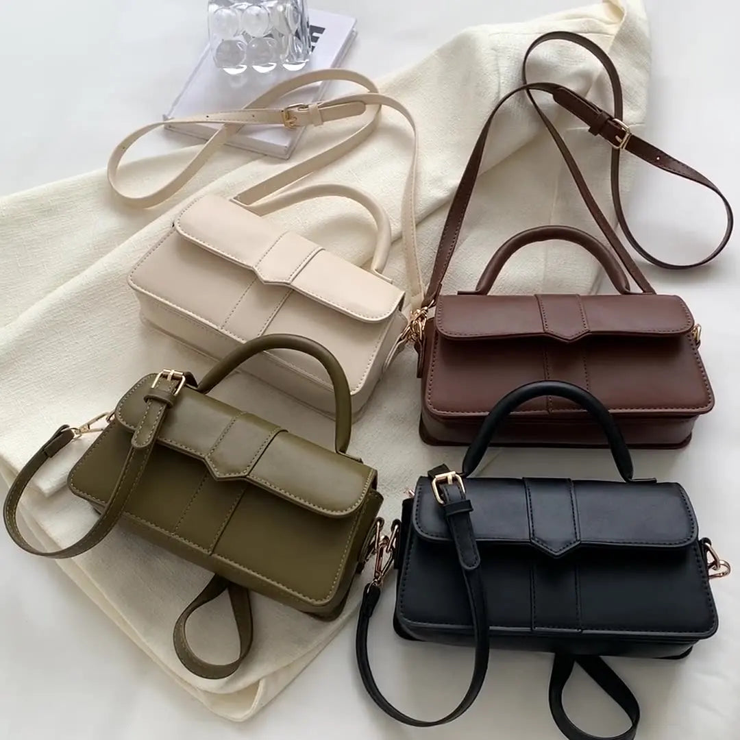 Minimalist Top-Handle Flap Handbag & Crossbody Bag - Elegant Daily Shoulder Bag