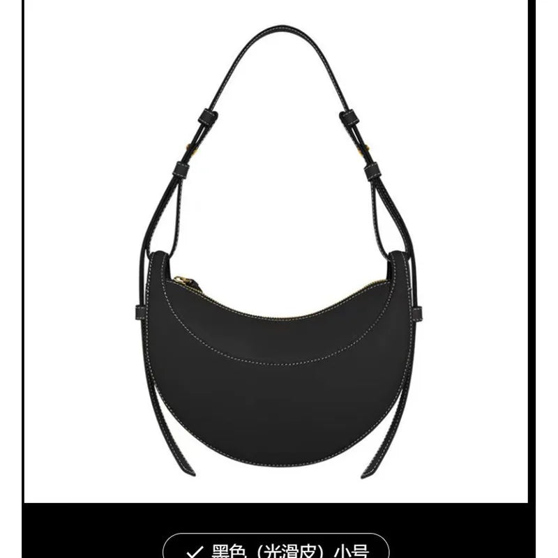 Aesthetic Half-Moon Leather Shoulder Bag