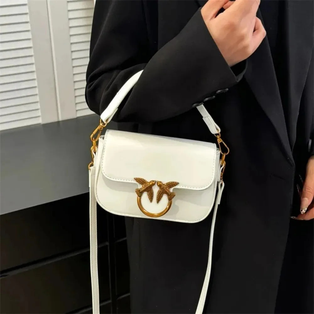 Luxury Love Birds Buckle Flap Shoulder Bag & Crossbody Handbag