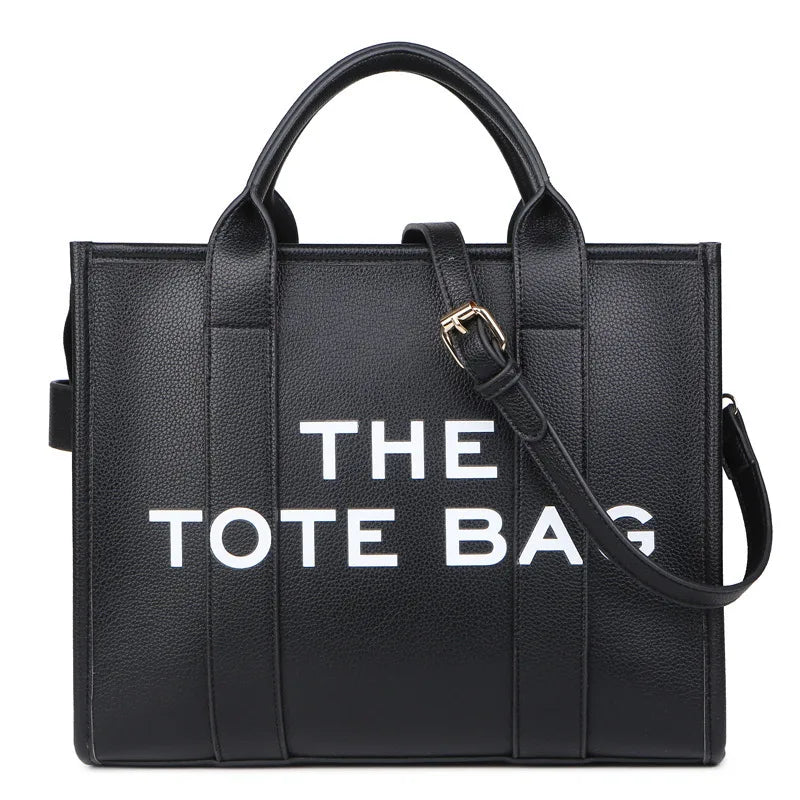 "THE TOTE BAG" Letter Printed PU Leather Tote Bag for Women | Large Capacity Shoulder Bag & Crossbody Bag