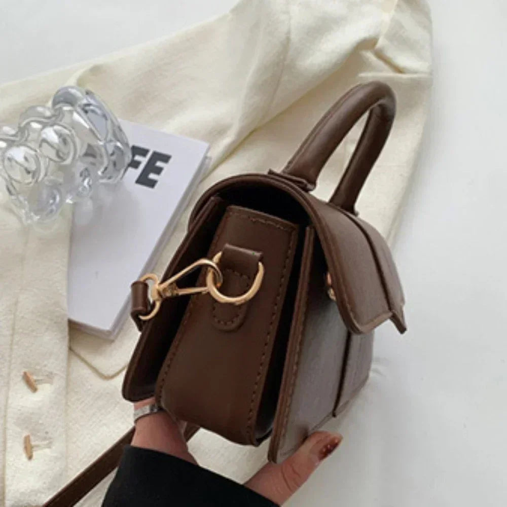 Classic Leather Flap Crossbody Bag with Top Handle