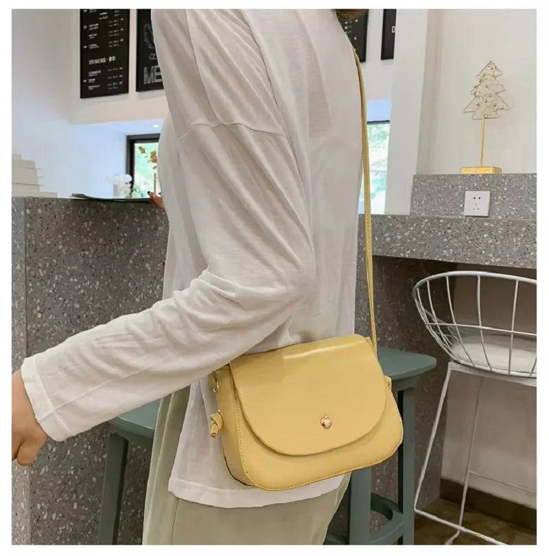 Classic Yellow Minimalist Flap Crossbody & Shoulder Bag
