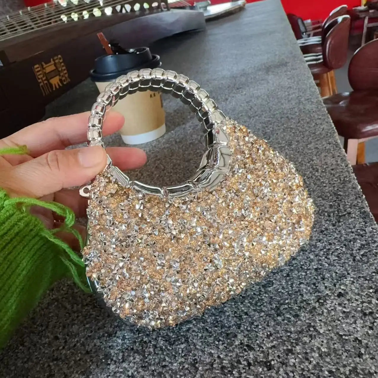 Bling Sparkle Metallic Handle Evening Clutch – Aura Bags