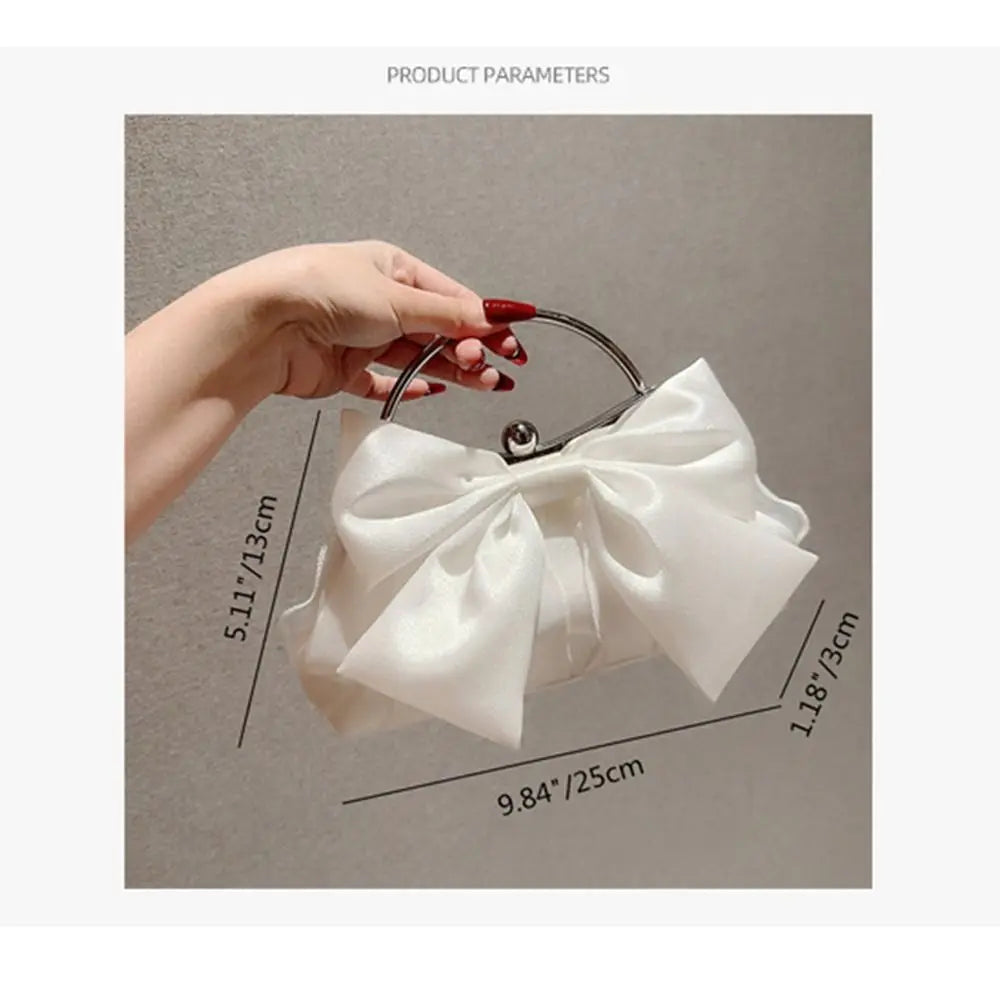 Elegant Satin Bowknot Metal Ring Mini Clutch & Handbag