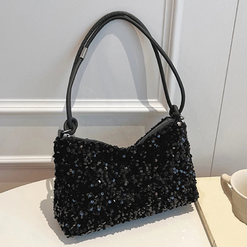 Shiny Full Sequin Mini Handbag – Elegant Party Wear Shoulder Purse for Women