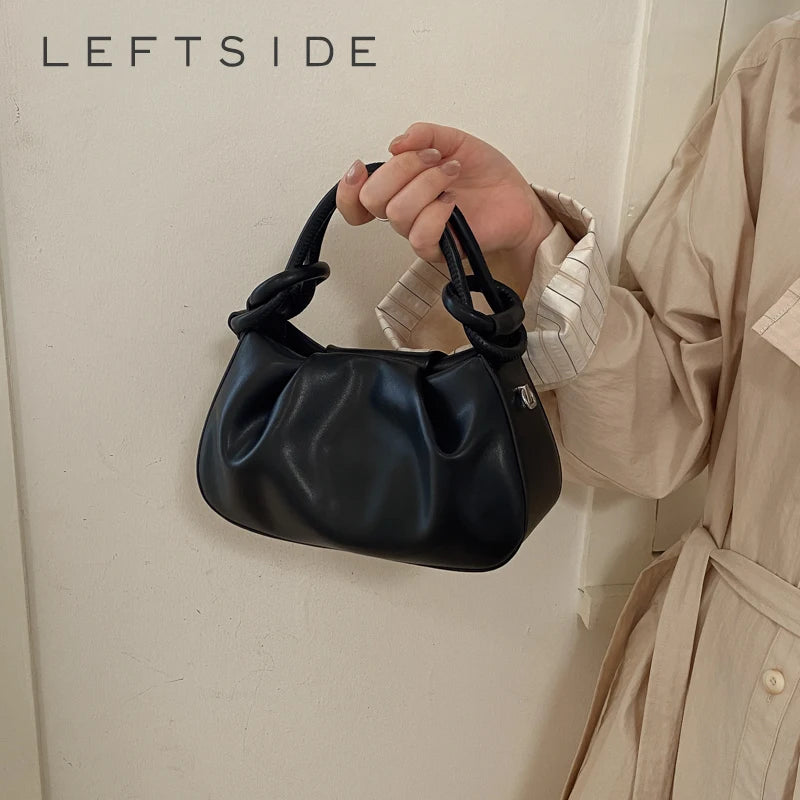 Chic Pleated Mini Red Handbag for Women | Stylish PU Leather Top Handle & Underarm Shoulder Purse