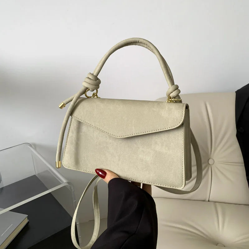 Aura Chic Aesthetic Flap Crossbody Bag | Minimalist Top Handle PU Leather Shoulder Bag