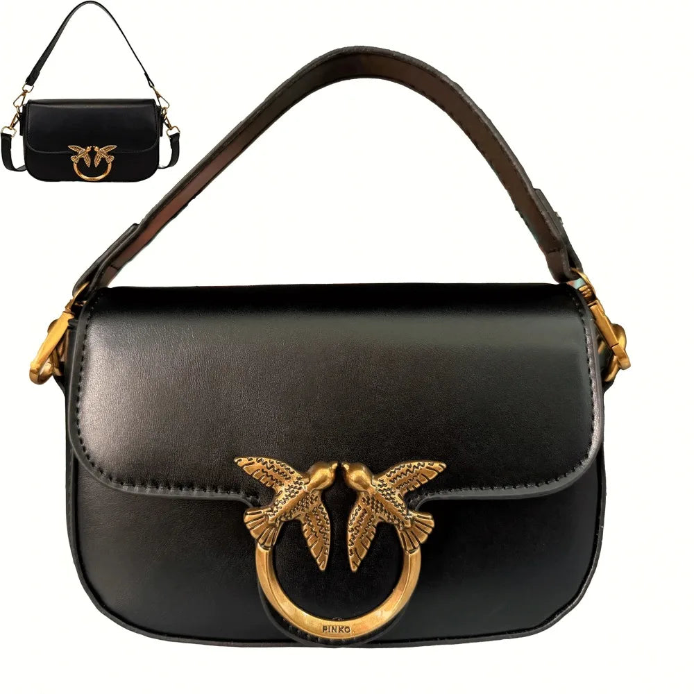 Luxury Love Birds Buckle Flap Shoulder Bag & Crossbody Handbag