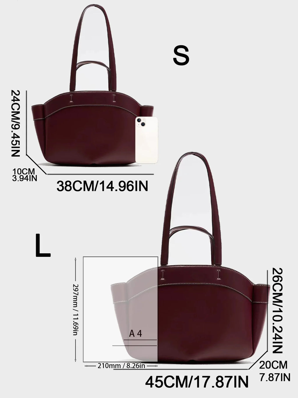 Elegance Redefined: Rich Maroon Structured Tote & Shoulder Bag