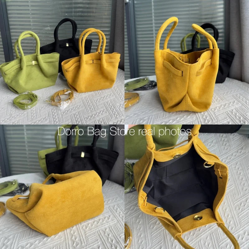Trendy Olive Green Suede Mini Tote Bag | Stylish Faux Suede Crossbody Shoulder Bag