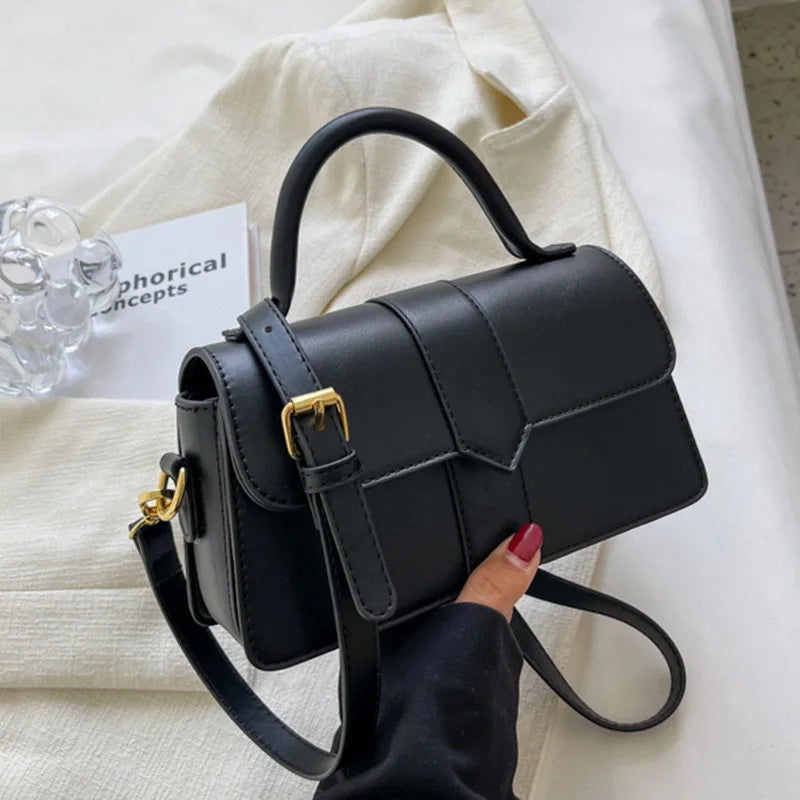 Minimalist Top-Handle Flap Handbag & Crossbody Bag - Elegant Daily Shoulder Bag