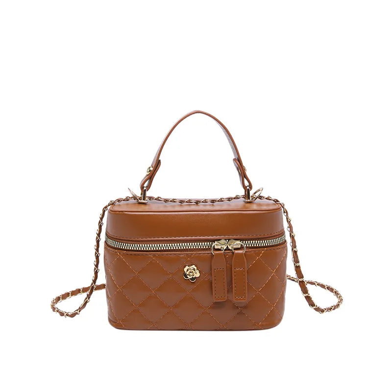 Luxury Quilted Vanity Crossbody Bag – Elegant Chain Strap Top-Handle Shoulder Bag