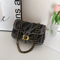 Vintage Quilted Denim Chain Handbag