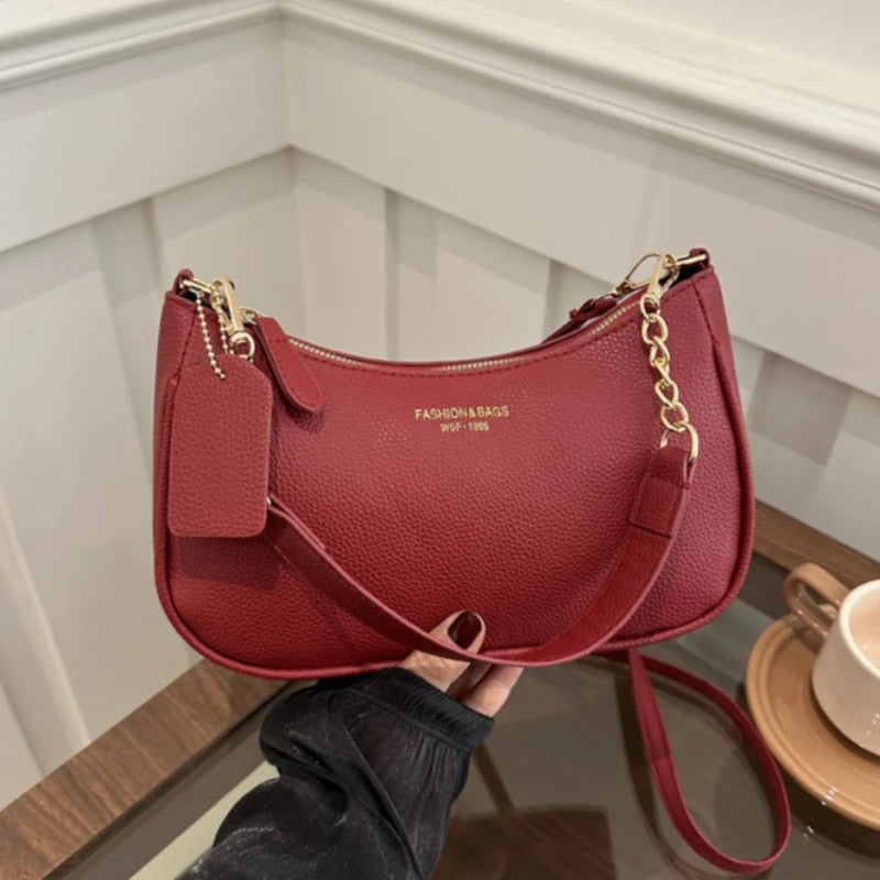 Minimalist Leather Crescent Shoulder & Crossbody Bag