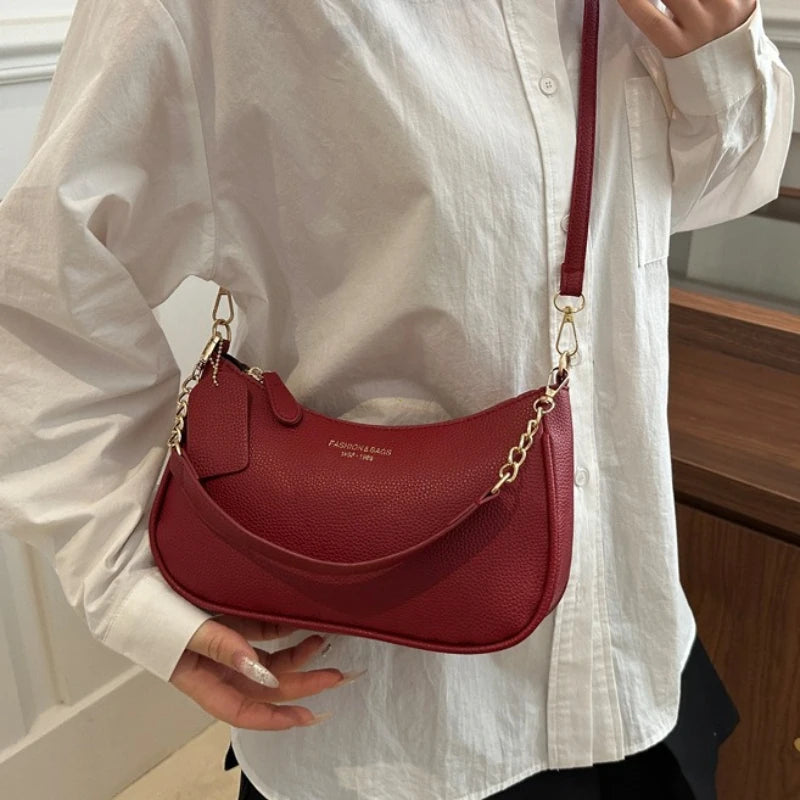 Minimalist Leather Crescent Shoulder & Crossbody Bag
