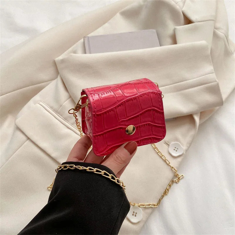 Vibrant Pink Faux Leather Mini Flap Bag | Trendy Statement Nano Crossbody Handbag
