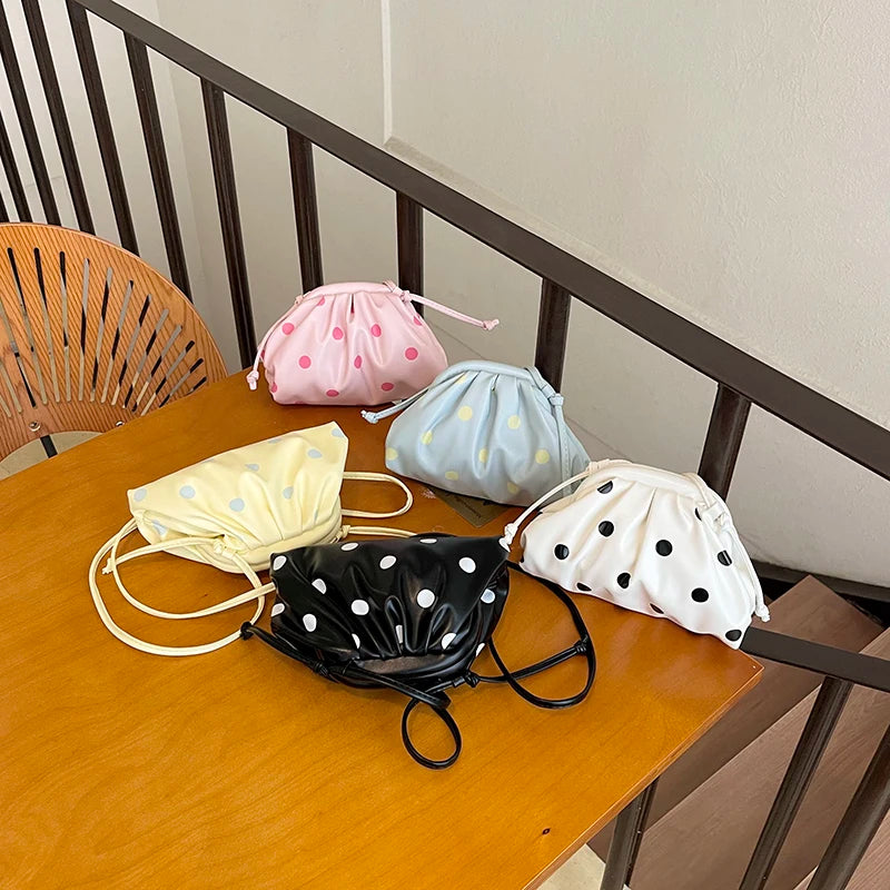 Sweet Pink Polka Dot Cloud Clutch and Mini Shoulder Bag